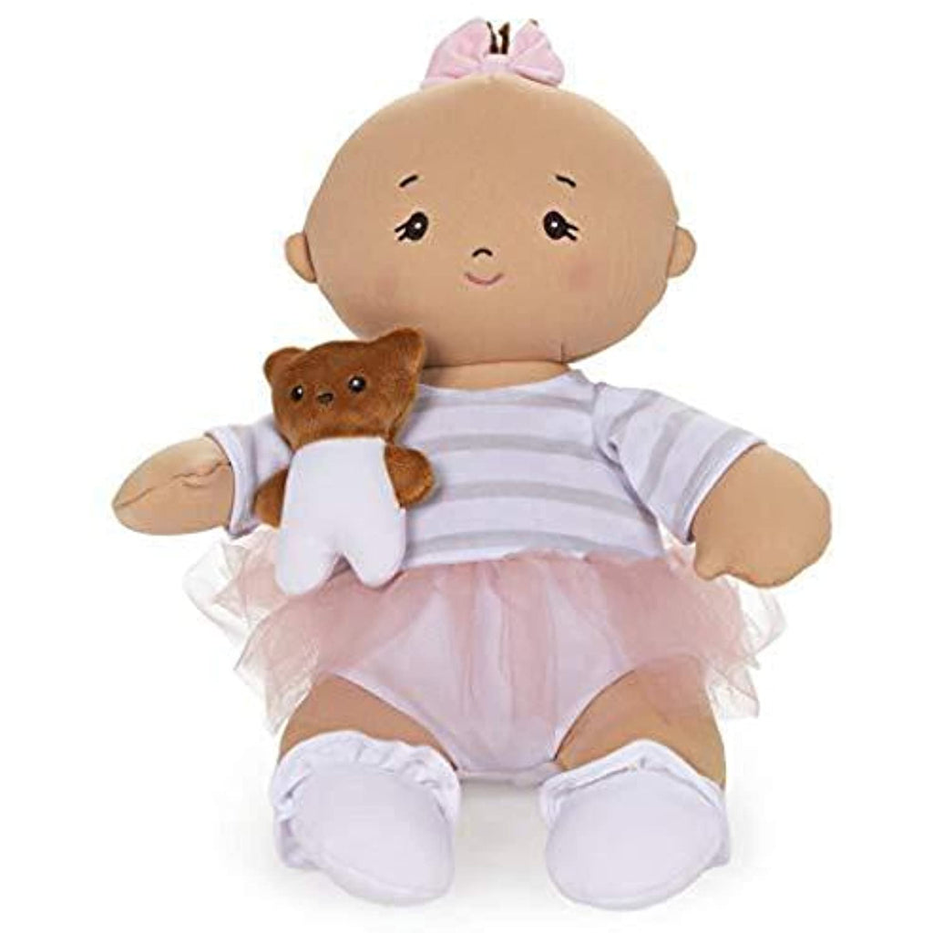 GUND Baby Baby Doll with Teddy Bear Plush Brunette, Pink Tutu, 9"