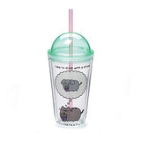 Enesco Gund Pusheen by Our Name is Mud Plastic Tumbler with Straw, 16 oz., Multicolor