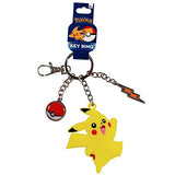 Pokemon Pikachu Rubber and Pokeball Thunder Metal Charm Keychain