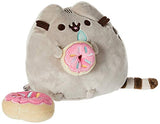 GUND Pusheen with Donut and Bonus Donut Clip Plush Stuffed Animal Cat, Gray, 6"