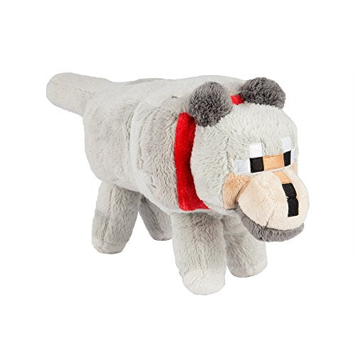 JINX Minecraft Wolf Plush Stuffed Toy, Gray, 15" Long