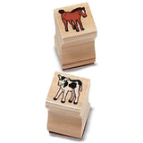 Melissa & Doug Baby Farm Animals: Wooden Stamp Set + Free Scratch Art Mini-Pad Bundle [16391]