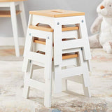 Melissa & Doug Wooden Stools - Set of 4 Stackable, 11-Inch-Tall - Natural/White