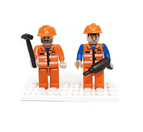 Bundle of 2 |Brictek Mini-Figurines (2 pcs Construction & 3 pcs Navy/Police/Fireman Sets)