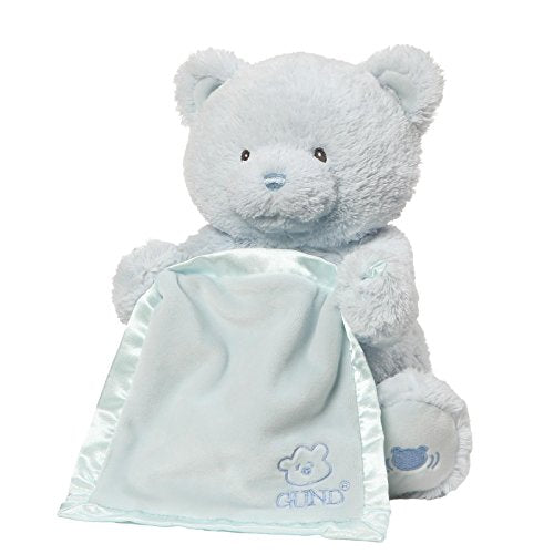 Baby GUND Peek-A-Boo My 1st Teddy Blue Bear Animated Plush Stuffed Animal, 11.5"