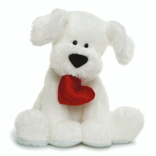 GUND Valentine’s Day Romeo Dog Holding Heart Plush Stuffed Animal, 10” , White