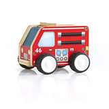 Guidecraft Jr Plywood Community Vehicles - Fire Truck, Emergency Helicopter, and Police Car - Kids Toys Set