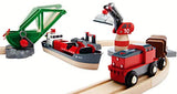 BRIO World - 33061 Cargo Harbor Set | 16 Piece Toy Train with Accessories and Wooden Tracks for Kids Ages 3 and Up