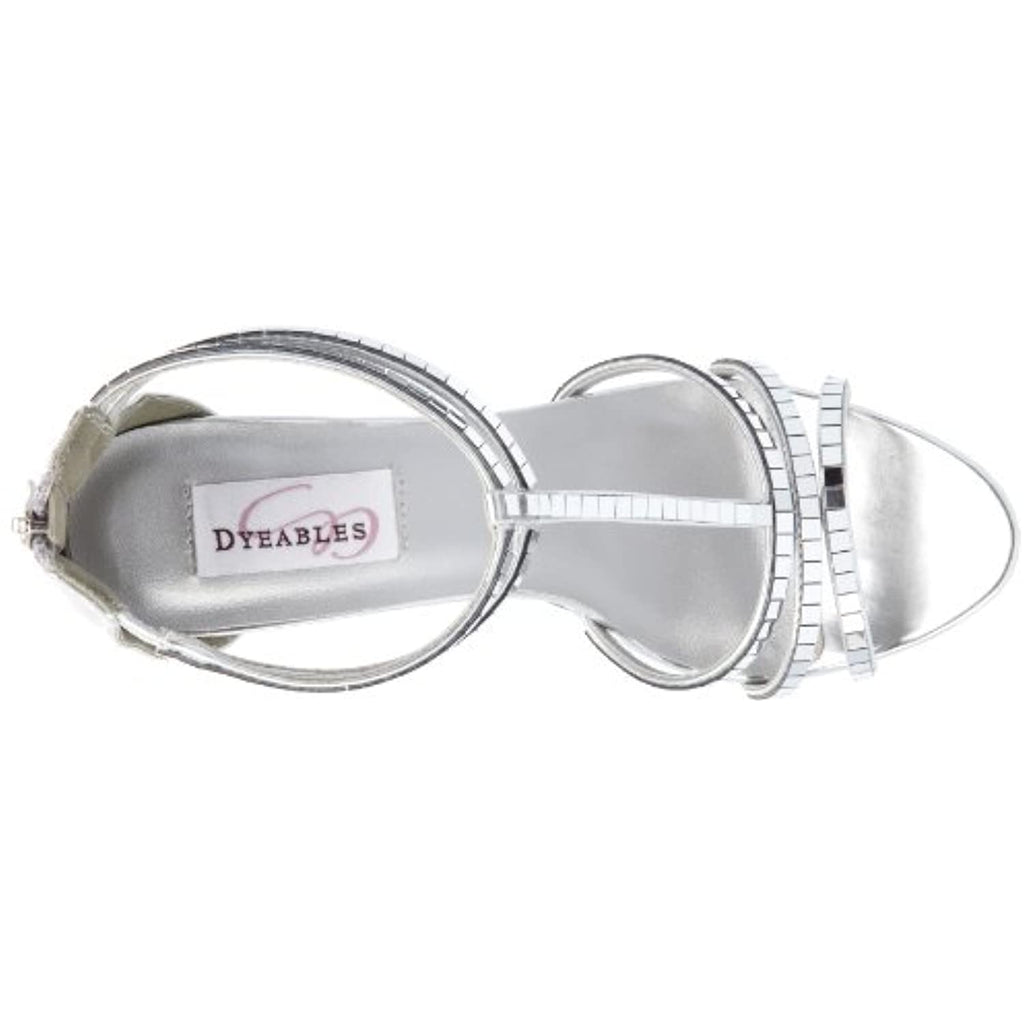 Dyeables Women's Shimmer Platform Sandal,Silver Mirror,11 B US