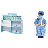 Melissa & Doug Animal Care Veterinarian & Groomer Wooden Activity Center (Best for 3, 4, 5 Year Olds and Up) & Veterinarian Role-Play Costume Set, Pretend Play, 17.5” H x 24” W x 0.75” L