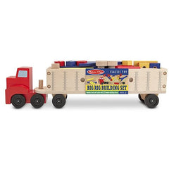 3 Item Bundle: Melissa and Doug 2758 Big Rig Building Set and 4577 Trailer & Excavator Truck + Activity Book