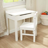 Melissa & Doug Wooden Toy Chest - White & Wooden Lift-Top Desk & Chair - White