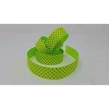 Polyester Grosgrain Ribbon for Decorations, Hairbows & Gift Wrap by Yame Home (7/8-in by 3-yds, 0611070106 - tiny red polka dots w/green background)