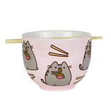 Enesco Pusheen by Our Name is Mud Ramen Bowl and Chopsticks Set, 4", Pink