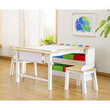 Guidecraft Arts and Crafts Center: Kids Activity Table and Drawing Desk with Stools, Storage Bins, Paper Roller and Paint Cups - Children's Wooden Learning Furniture