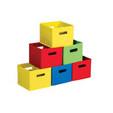 Guidecraft Multi-Color Fabric Bins: Set Of 6, Primary Colored Foldable Cloth Classroom Storage, Kid's Toy & Books Cube Organizers