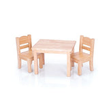 Guidecraft Natural Wooden Doll Table and Chairs Set - Fits 18" American Girl Dolls G98114