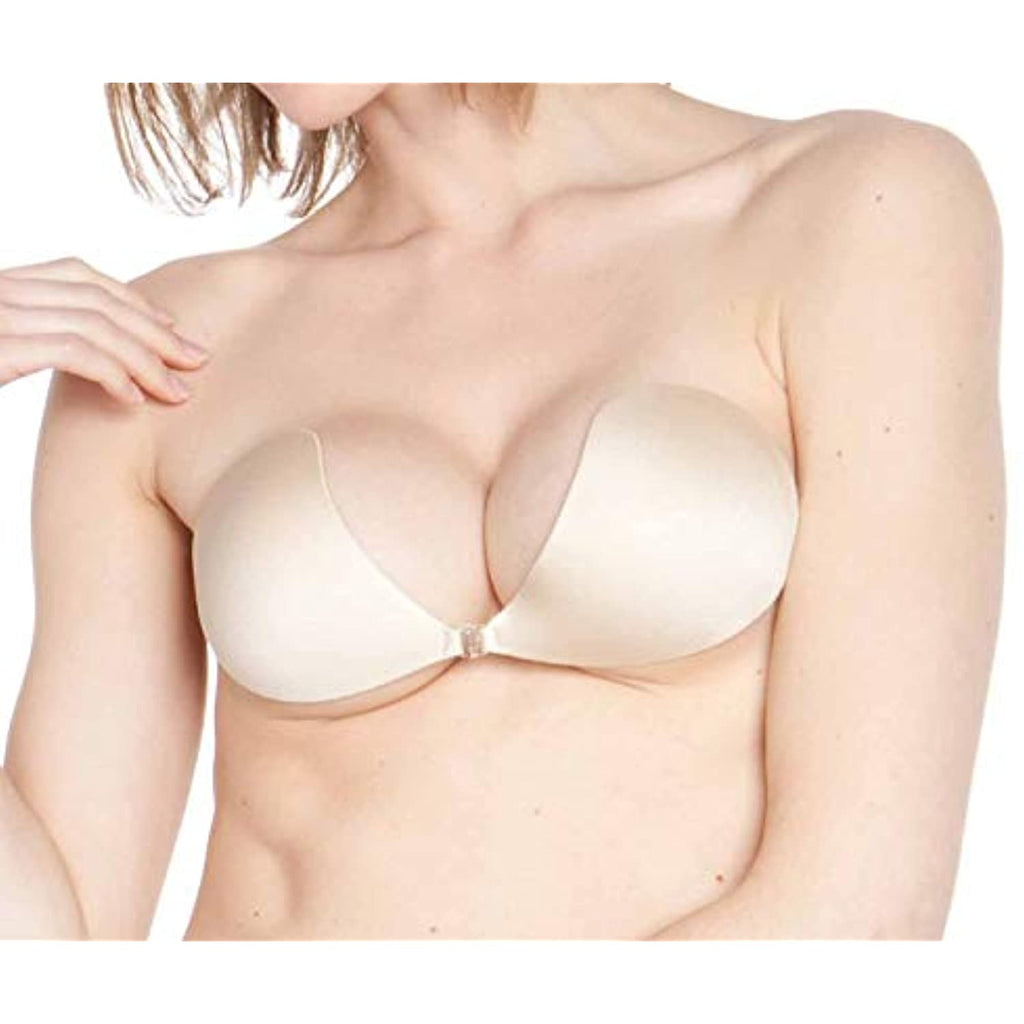 NuBra Seamless U Adhesive Bra with Demi Cups SE558 and Cleanser N112, Nude, Sz S