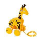 BRIO 30200 Infant & Toddler - Pull Along Giraffe Wood Baby Toy with Bobbing Head for Kids Ages 1 and up, Yellow/Brown