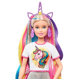 Barbie Fantasy Hair Doll, Blonde, with 2 Decorated Crowns, 2 Tops & Accessories for Mermaid and Unicorn Looks, Plus Hairstyling Pieces, for Kids 3 to 7 Years Old