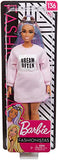 Barbie Fashionistas Doll with Long Rainbow Hair Wearing Sweatshirt Dress and Accessories, for 3 to 8 Year Olds