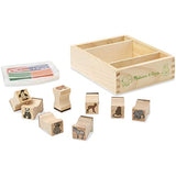 Melissa & Doug Baby Zoo & Farm Animals with 8 Wooden Stamps and 4 Color Stamp Pad Set