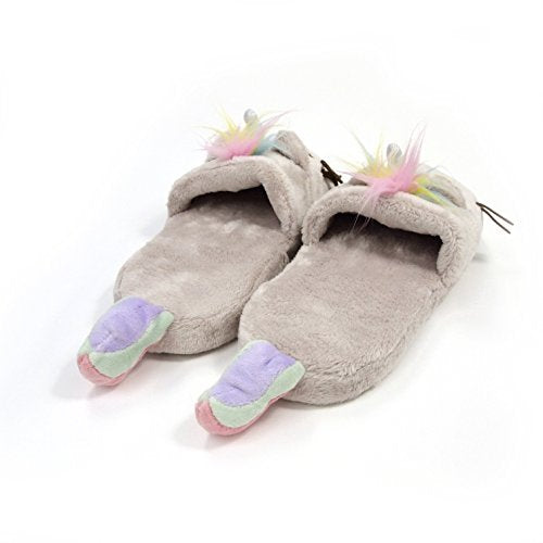 GUND Pusheenicorn Pusheen Plush Stuffed Unicorn Cat Slippers, Gray 12"