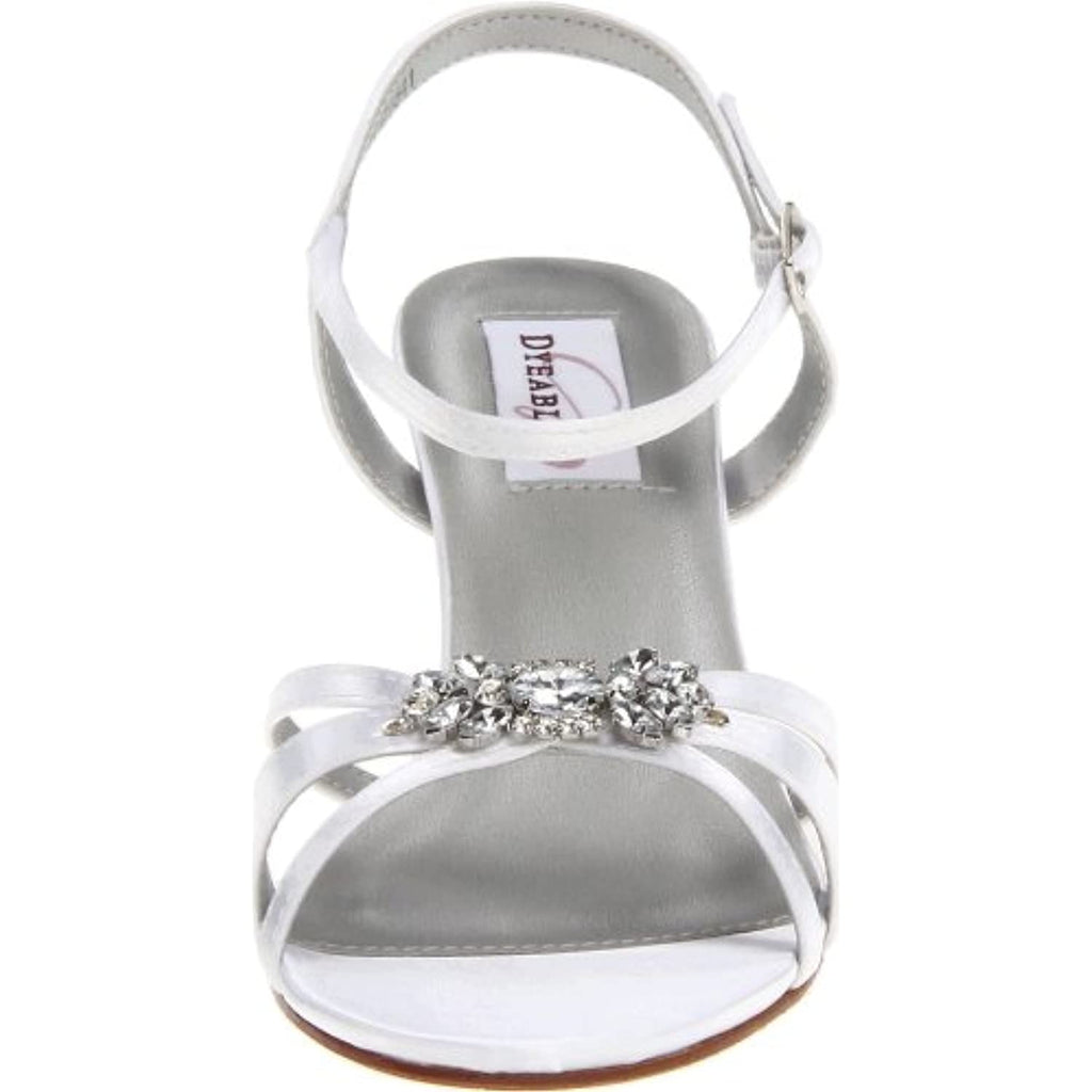 Dyeables Women's Peach Leather Sandal,White Satin,8.5 D US