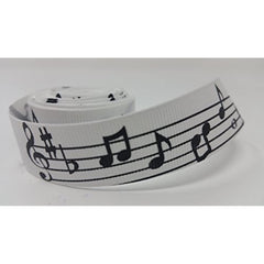 Polyester Grosgrain Ribbon for Decorations, Hairbows & Gift Wrap by Yame Home (7/8-in by 3-yds, 000026254 - black music notes w/white background)