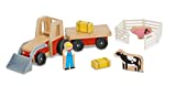 Melissa & Doug Farm Tractor Wooden Vehicle Play Set (5pc)