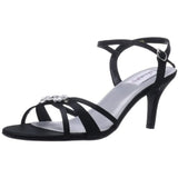 Dyeables Women's Peach Leather Sandal,Black Satin,7 B US