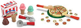 Melissa & Doug Pizza Party Wooden Play Food Set With 54 Toppings with Wooden Scoop and Serve Ice Cream Counter (28 pcs) - Play Food and Accessories