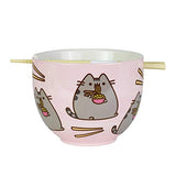 Enesco Pusheen by Our Name is Mud Ramen Bowl and Chopsticks Set, 4", Pink