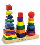 Melissa & Doug 25-Piece Wooden Geometric Stacker Toddler Toy + Free Scratch Art Mini-Pad Bundle