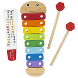 Melissa & Doug Learn-to-Play Piano, Blue & Caterpillar Xylophone, Musical Instruments, Rainbow-Colored, One Octave of Notes, Self-Storing Wooden Mallets, 18'' H x 6.2'' W x 2'' L