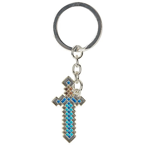 JINX Minecraft Diamond Sword Metal Key Chain, Metallic with Enamel Fill, One Size