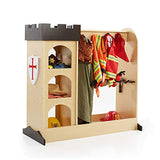 Guidecraft Castle Themed Dress Up Center : Dramatic Play Dresser with Mirror and Safe Hooks, Storage Armoire for Kids - Toddlers Costume Organizer, Children Playroom Furniture