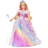 Barbie Dreamtopia Royal Ball Princess Doll, Blonde Wearing Glittery Rainbow Ball Gown, with Brush and 5 Accessories, Gift for 3 to 7 Year Olds