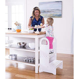 Guidecraft Kitchen Helper High-Rise Step-Up - White: Kids Step Stool with Handles - Quality Wood Learning Furniture for Children