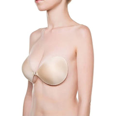 Nu Bra Womens Super Padded Strapless Adhesive Body Bra Beige DD