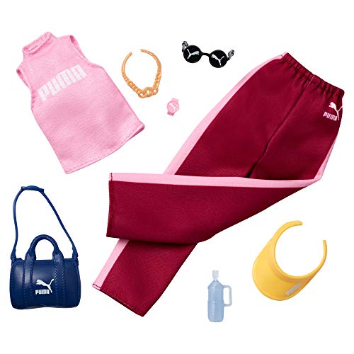 Barbie Storytelling Fashion Pack of Doll Clothes Inspired by Puma: Top, Track Pants and 6 Accessories Dolls, Gift for 3 to 8 Year Olds, Multi, Model:GJG30