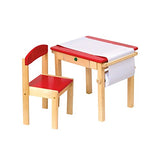 Guidecraft Toddlers Art Table & Chair Set Red - W/Storage Compartment Kids Furniture, Classroom School Supply