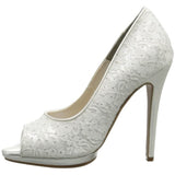 Touch Ups Women's Classy Platform Pump,White Satin/Lace,10.5 M US