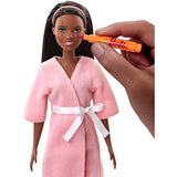 Barbie Face Mask Spa Day Playset with Brunette Barbie Doll, Puppy, 3 Tubs of Barbie Dough and 10+ Accessories to Create and Remove Face Blemishes on Doll and Puppy, Gift for Kids 3 to 7 Years Old