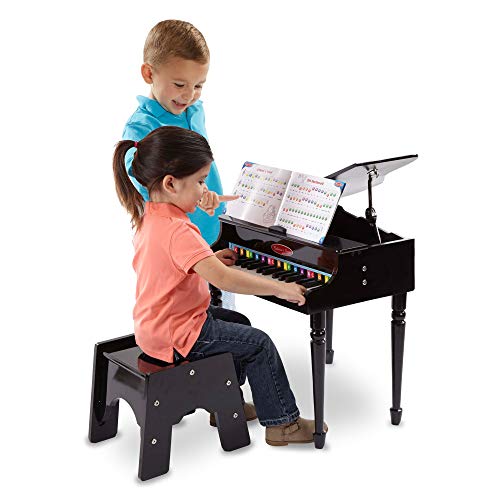 Melissa & Doug Learn-To-Play Classic Grand Piano With 30 Keys, Color-Coded Songbook, and Non-Tip Bench