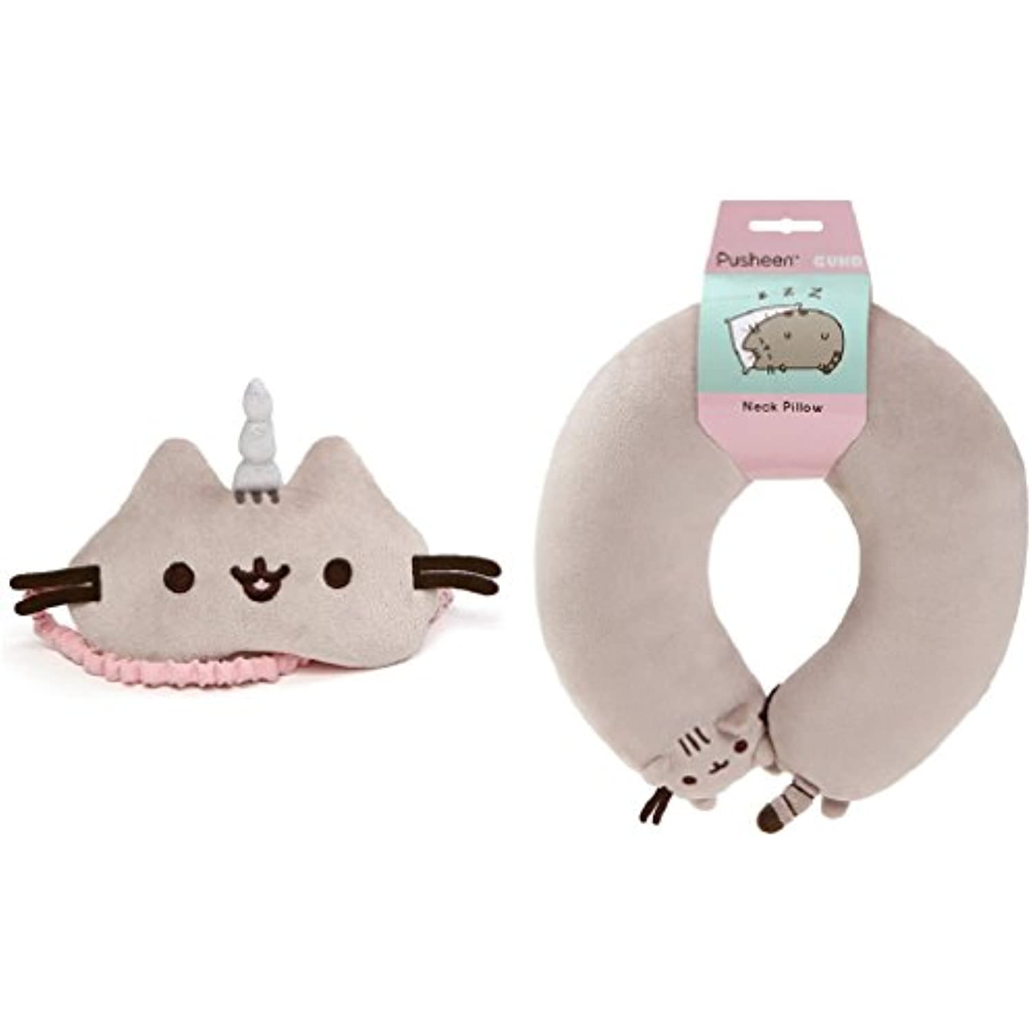 GUND Magical Kitties Pusheenicorn Sleep Mask Bundle with Classic Pusheen Neck Pillow