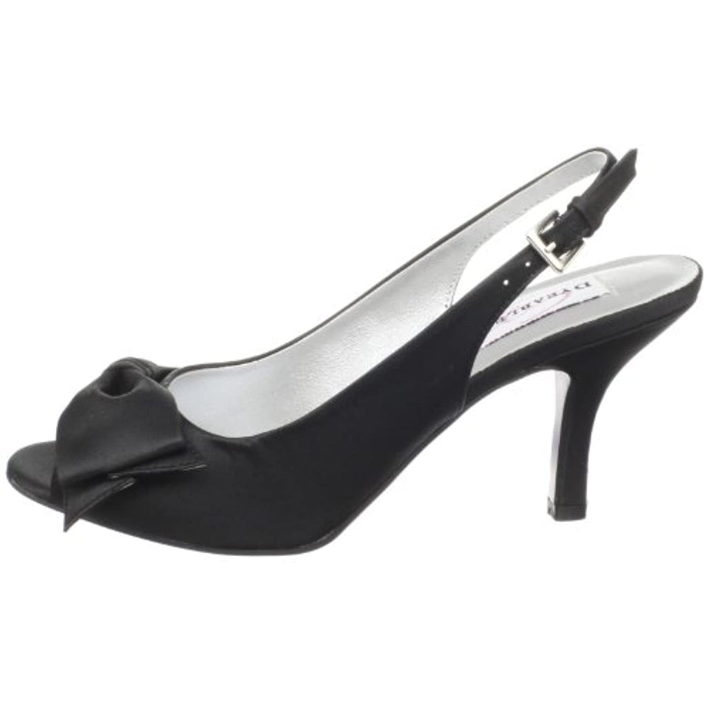 Dyeables Women's Faye Open-Toe Pump,Black Satin,9.5 B US