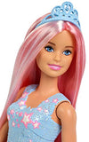 Barbie Doll, Rainbow Princess Look with Extra-Long Pink Hair, Plus Hairbrush, for 3 to 7 Year Olds