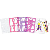 Melissa & Doug Fashion Fun: Stencil Set & 1 Scratch Art Mini-Pad Bundle (04222)