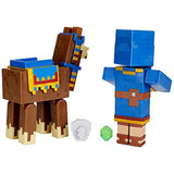 Minecraft 2-Pack Wandering Trader & Llama 3.25" Scale Video Game Authentic Action Figure with Accessory and Craft-a-Block